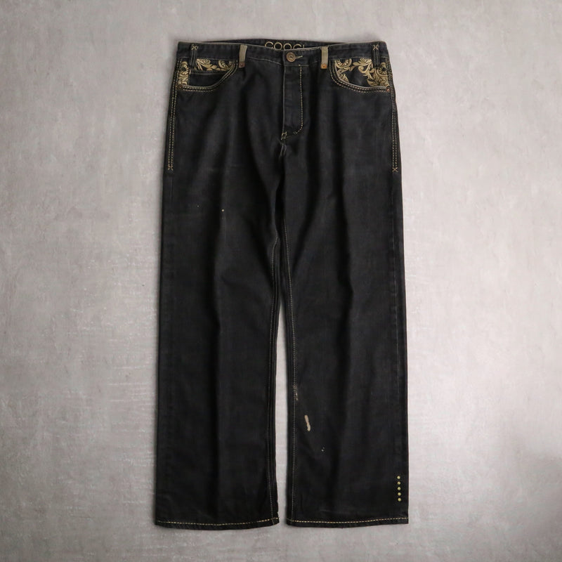 “COOGI” Maria embroidery black buggy denim