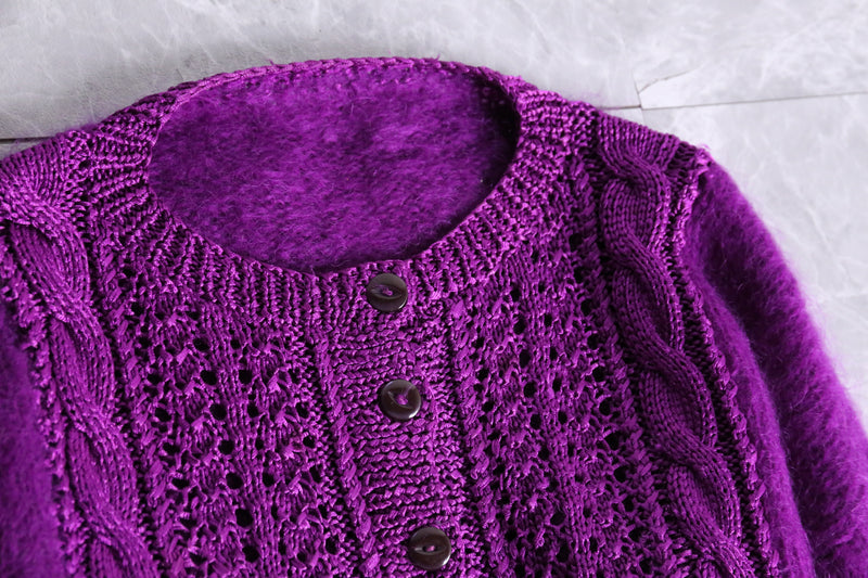 vivid purple short length alan cardigan