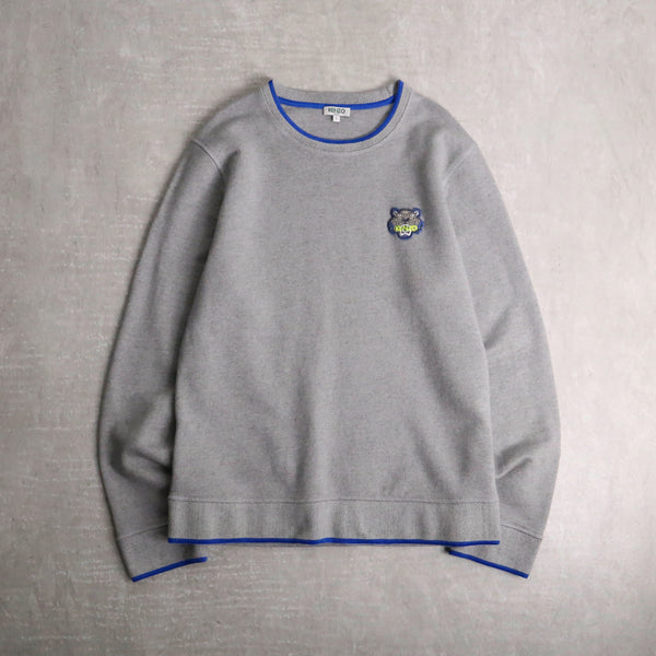 “KENZO” gray × blue logo sweat