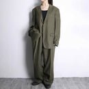 olive brown 2B single 2peace linen suit set up