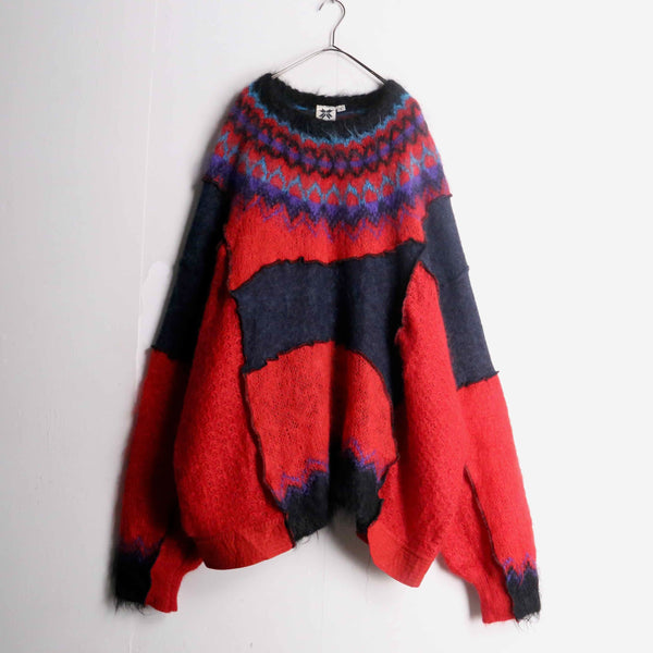 "Re:make" mohair patchwork design knit