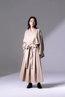BISHOOL Tropical Wool KIMONO Dress Coat taupe