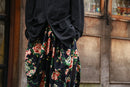 total flower pattern navy black cocoon pants