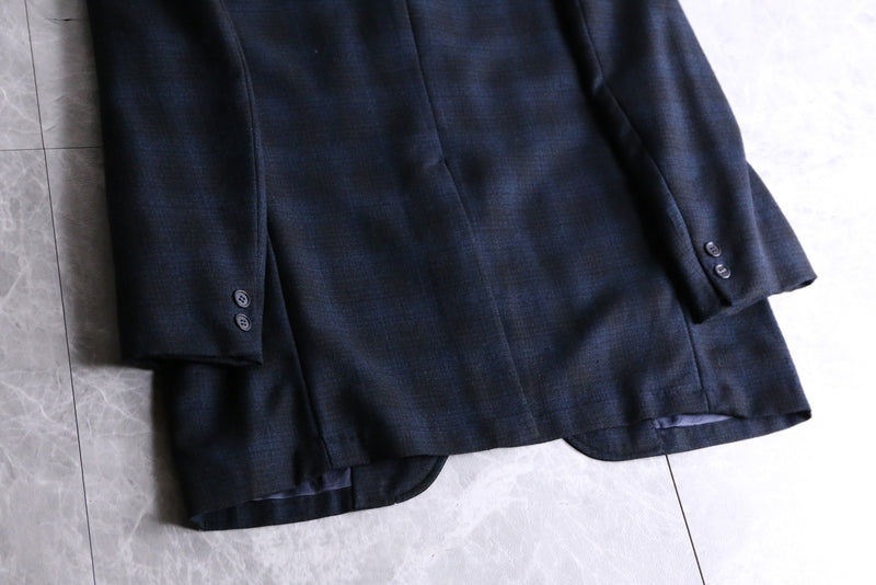 navy checked wool tailored jacket