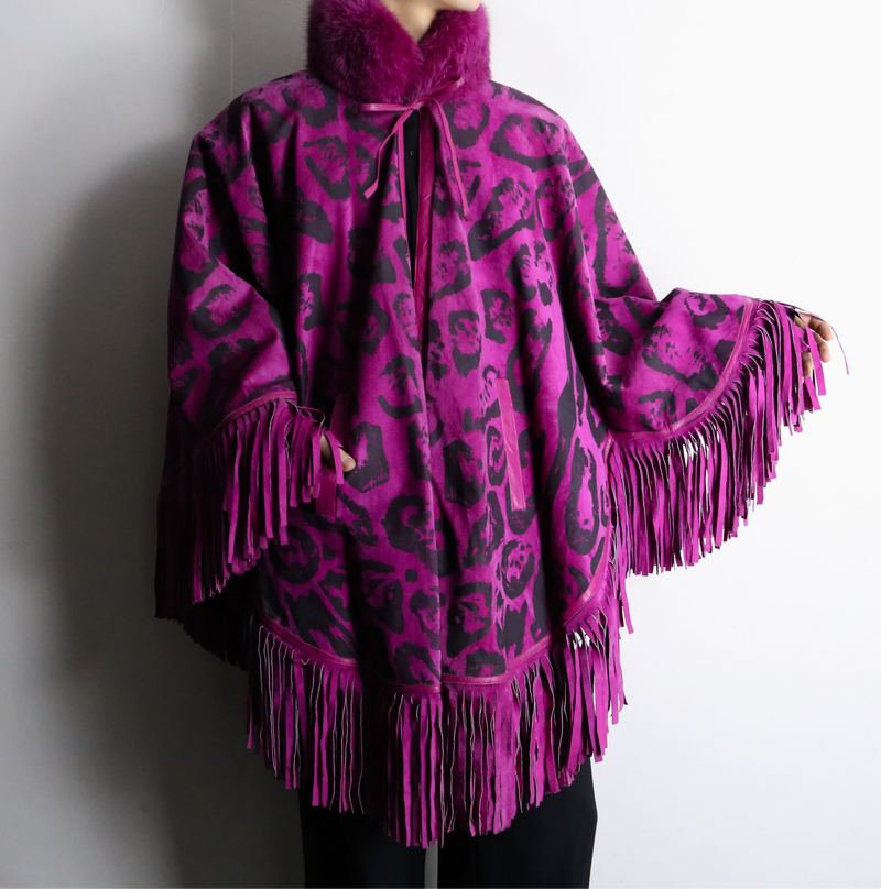 1980-90s Christian Dior Boutique Cuirs fringe leather poncho