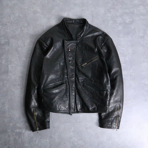 black color short leather jacket