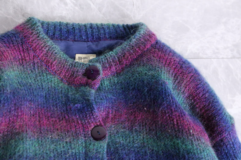 gradation boarder mohair knit cardigan