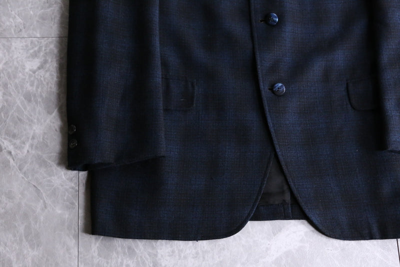 navy checked wool tailored jacket