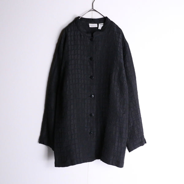 black color band collar shirt jacket