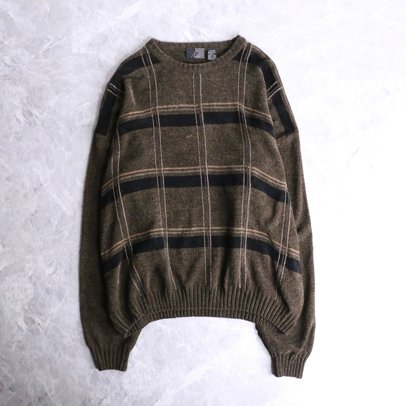 dark brown all over pattern check knit