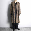 check shaggy wool knit coat