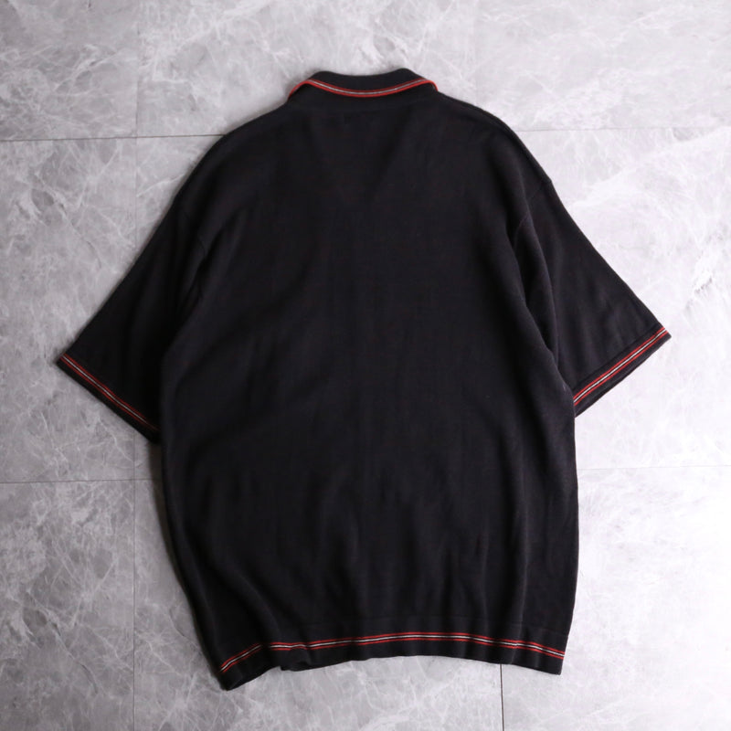 cotton × acryl zip-up h/s knit polo