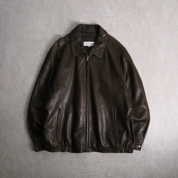 1990s Calvin Klein lamb skin leather jacket "dark brown"