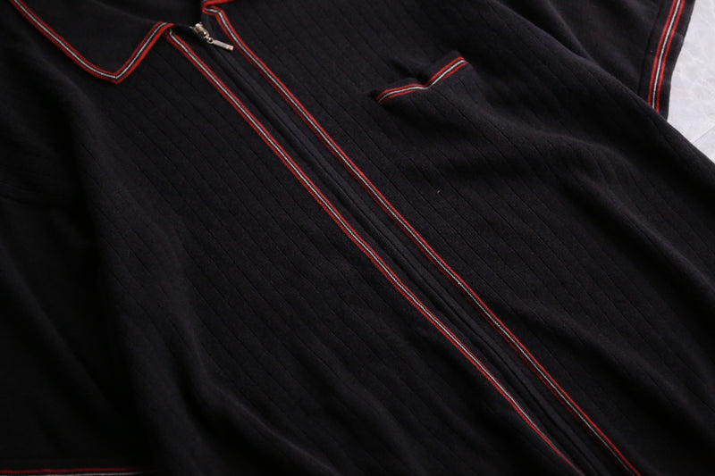 cotton × acryl zip-up h/s knit polo