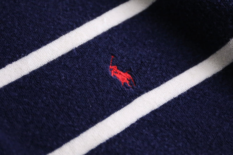 "Ralph Lauren" navy × white border polo shirt