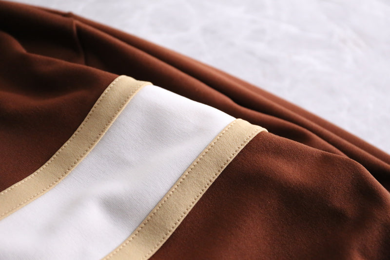 70's brown x white built-up neckline track jacket