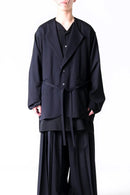 BISHOOL Wool Gabardine Fallen Collar Jacket