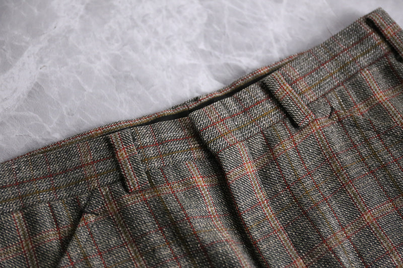 70's check tweed flare slacks