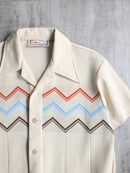 70's abstract horizontal stripe knit shirt