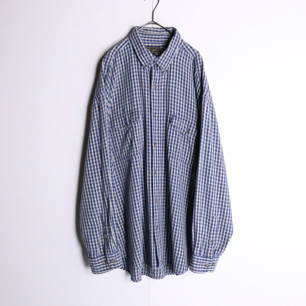 blue ombre check button down shirts