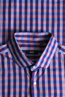 "HUGO BOSS" violet navy block check dress shirt