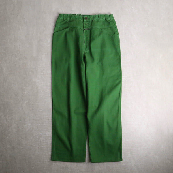 “M+F GIRBAUD” vivid green wide denim pants