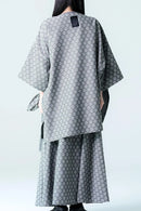 BISHOOL Bloom Jacquard Drape Cloth Top gray