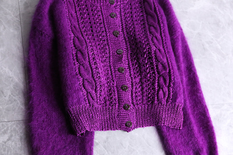 vivid purple short length alan cardigan