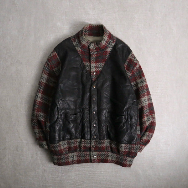 leather vest fake layerde wool jacket
