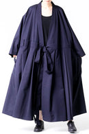 BISHOOL Wool Gabardine KIMONO Dress Coat dark blue