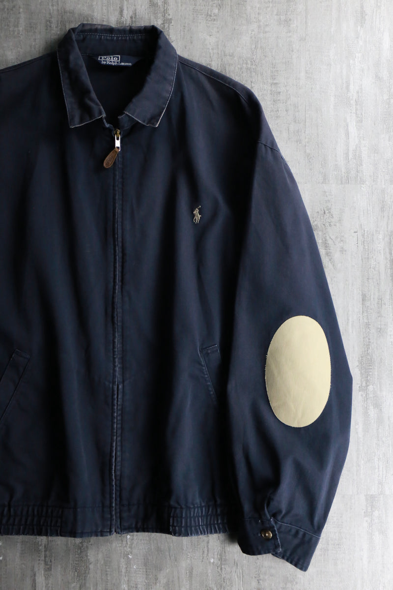 "Polo by Ralph Lauren" elbow patch navy Harrington jacket