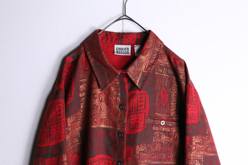 "CHICO'S" kanji design shirts jacket