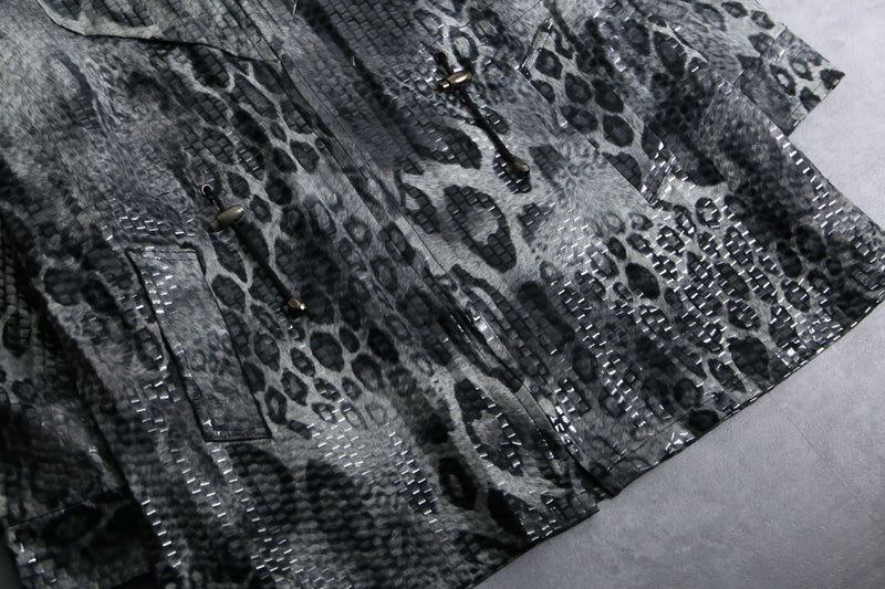 leopard pattern film pasting process jacket