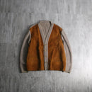 1970-80s suede switch rib knit cardigan