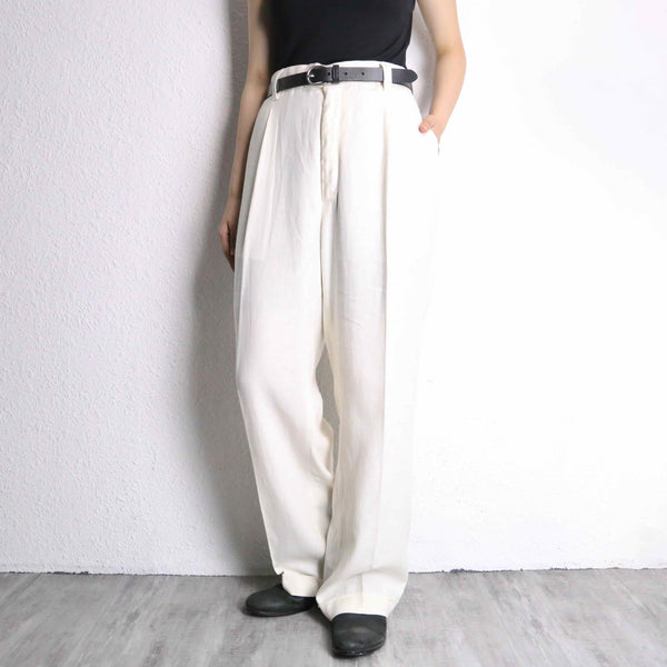 white 1tuck wide linen pants