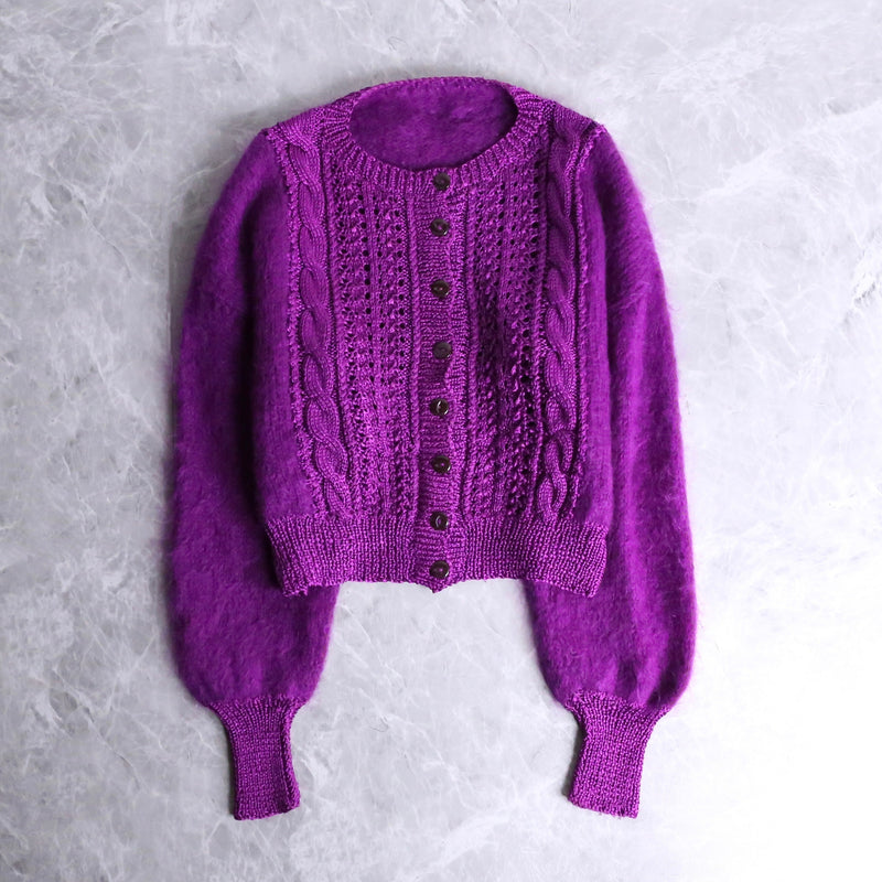 vivid purple short length alan cardigan