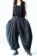 BISHOOL Wool Gabardine Wide Pleats Lantern Pants