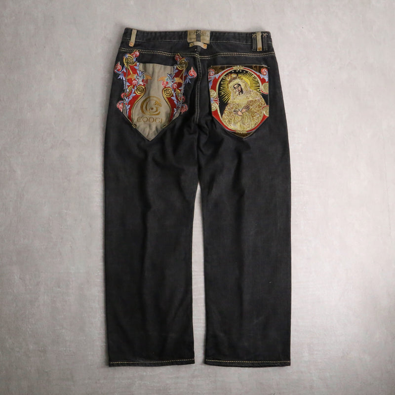 “COOGI” Maria embroidery black buggy denim