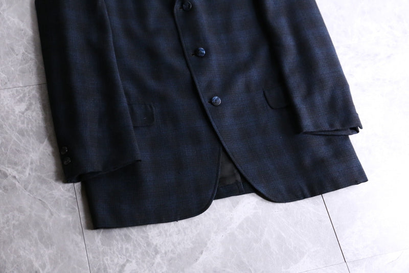 navy checked wool tailored jacket