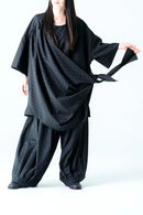 BISHOOL Bloom Jacquard Drape Cloth Top black