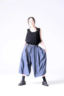 BISHOOL Wool Gabardine 帯締 3Tuck Half Pants blue gray