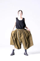 BISHOOL Wool Gabardine 帯締 3Tuck Half Pants mustard