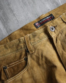 "POLO JEANS" camel brown color straight suede pants.