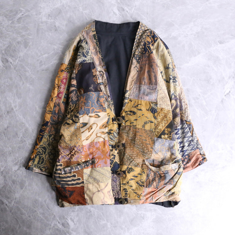 old coin button patchwork jacket