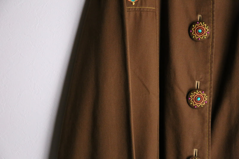 "Bob Mackie" brown ethnic embroidery design jacket