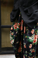 total flower pattern navy black cocoon pants