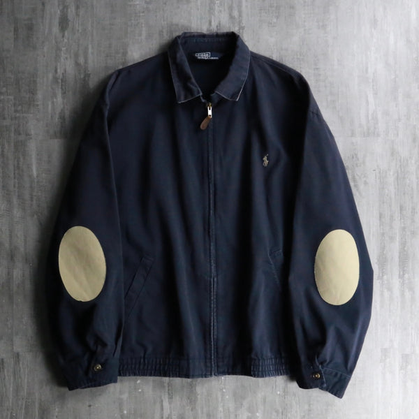 "Polo by Ralph Lauren" elbow patch navy Harrington jacket