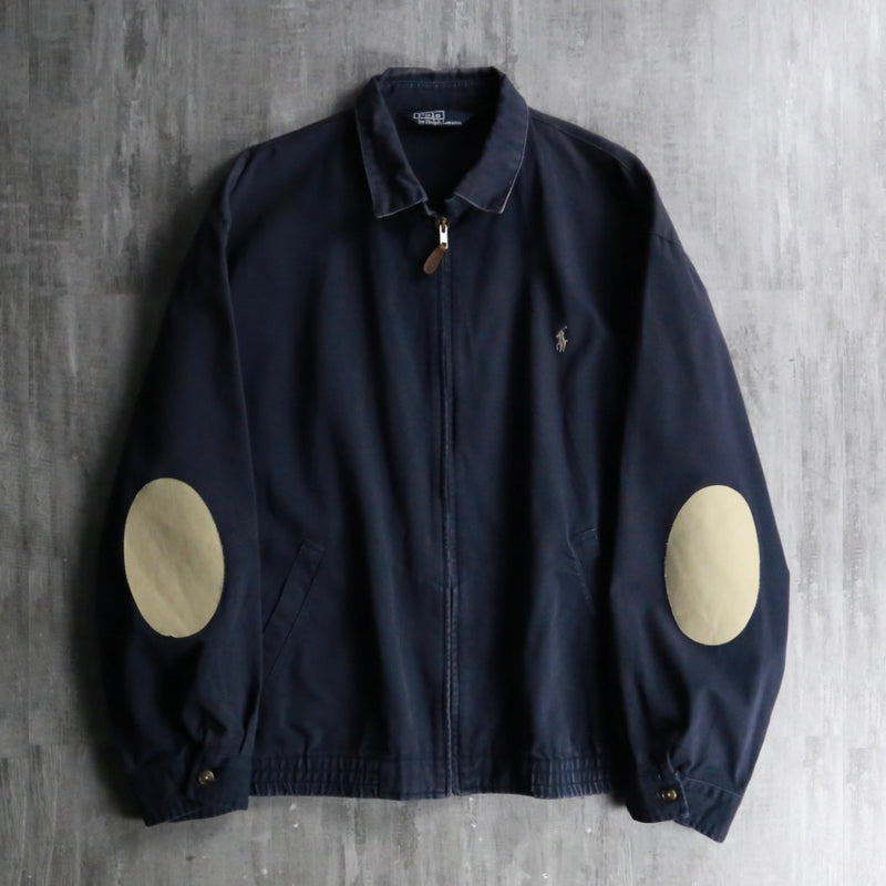 "Polo by Ralph Lauren" elbow patch navy Harrington jacket