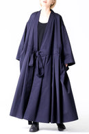 BISHOOL Wool Gabardine KIMONO Dress Coat dark blue