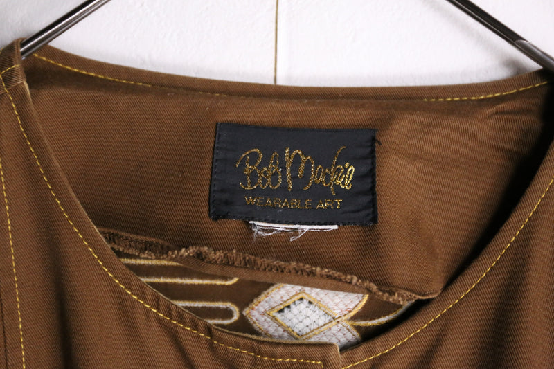 "Bob Mackie" brown ethnic embroidery design jacket